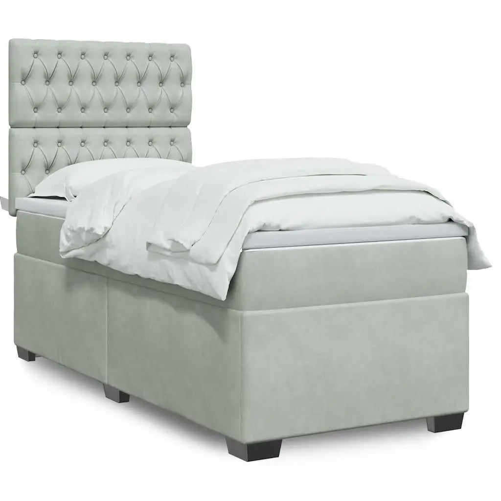 Sommier à lattes de lit et matelas Gris clair 90x190 cm Velours - XIOS