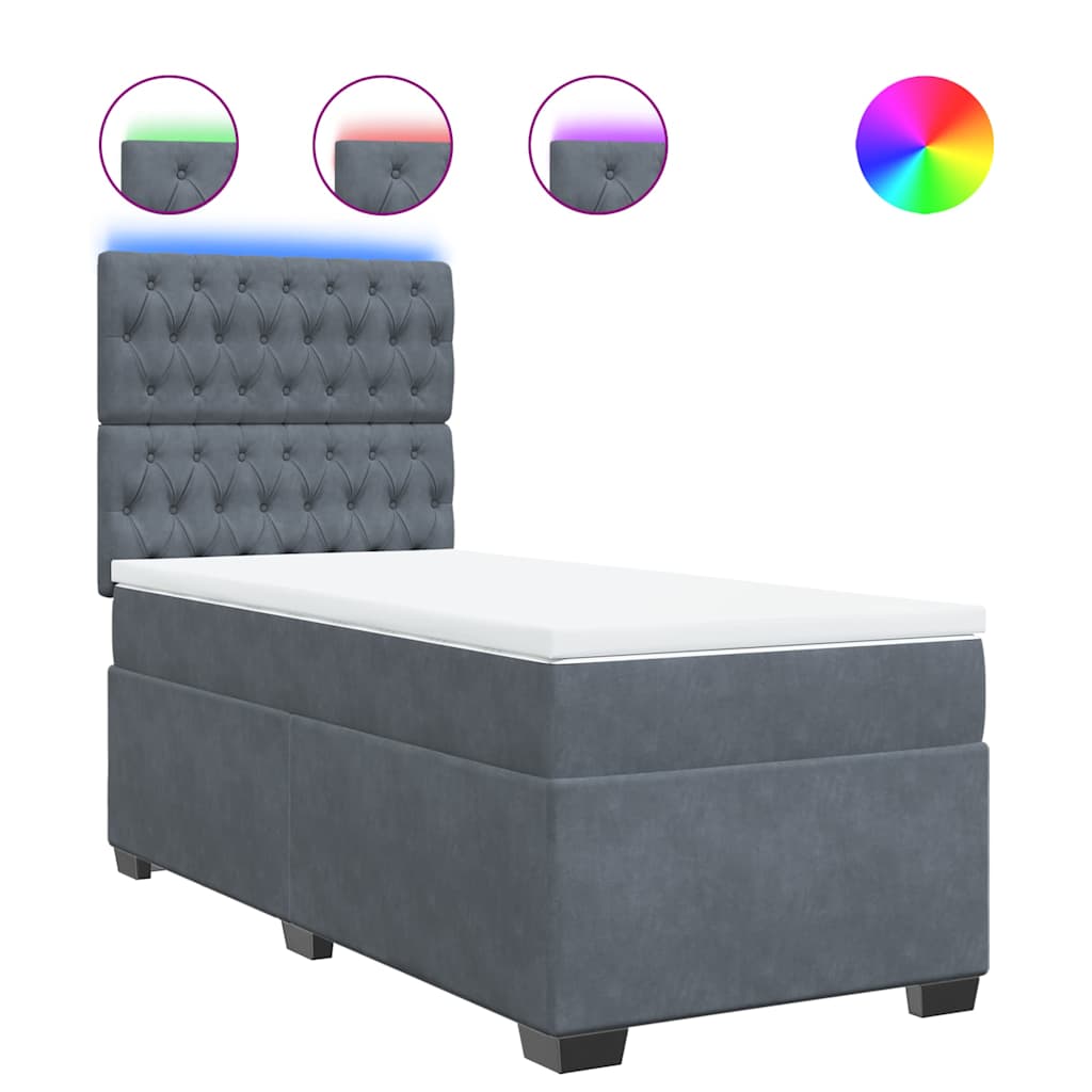 Sommier à lattes de lit et matelas Gris foncé 90x190 cm Velours - XIOS