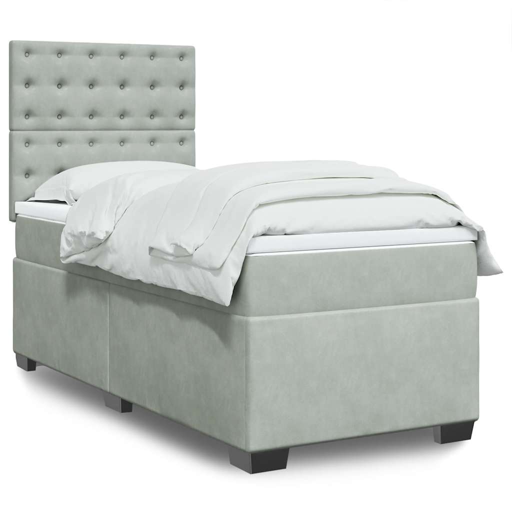 Sommier à lattes de lit et matelas Gris clair 90x190 cm Velours - XIOS