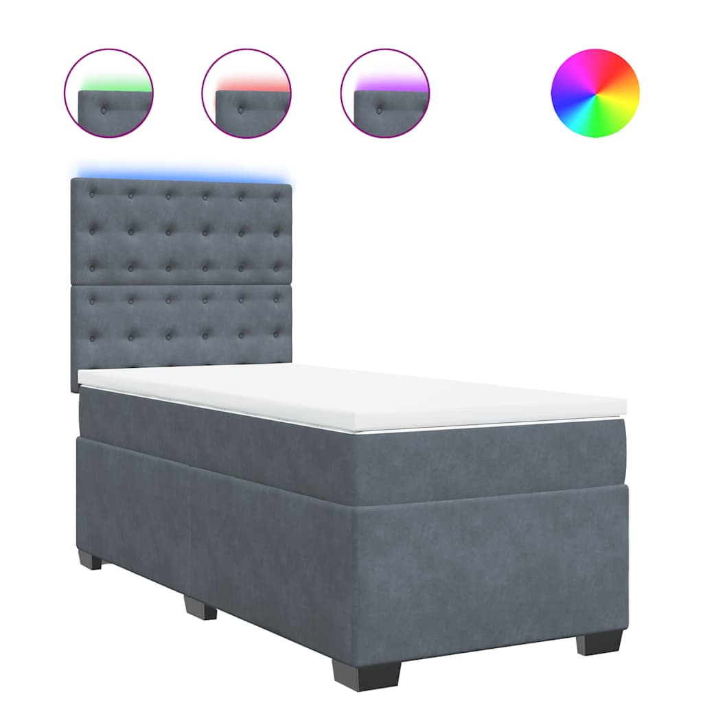 Sommier à lattes de lit et matelas Gris foncé 90x190 cm Velours - XIOS