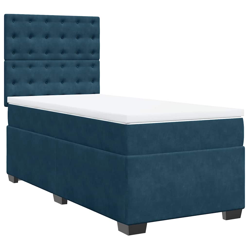 Sommier à lattes de lit avec matelas bleu 90x190 cm velours - XIOS