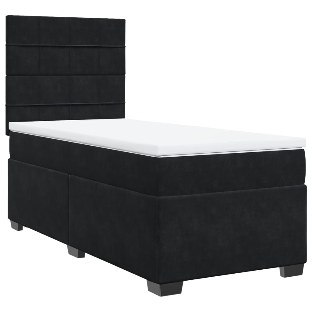 Sommier à lattes de lit avec matelas Noir 90x200 cm Velours - XIOS
