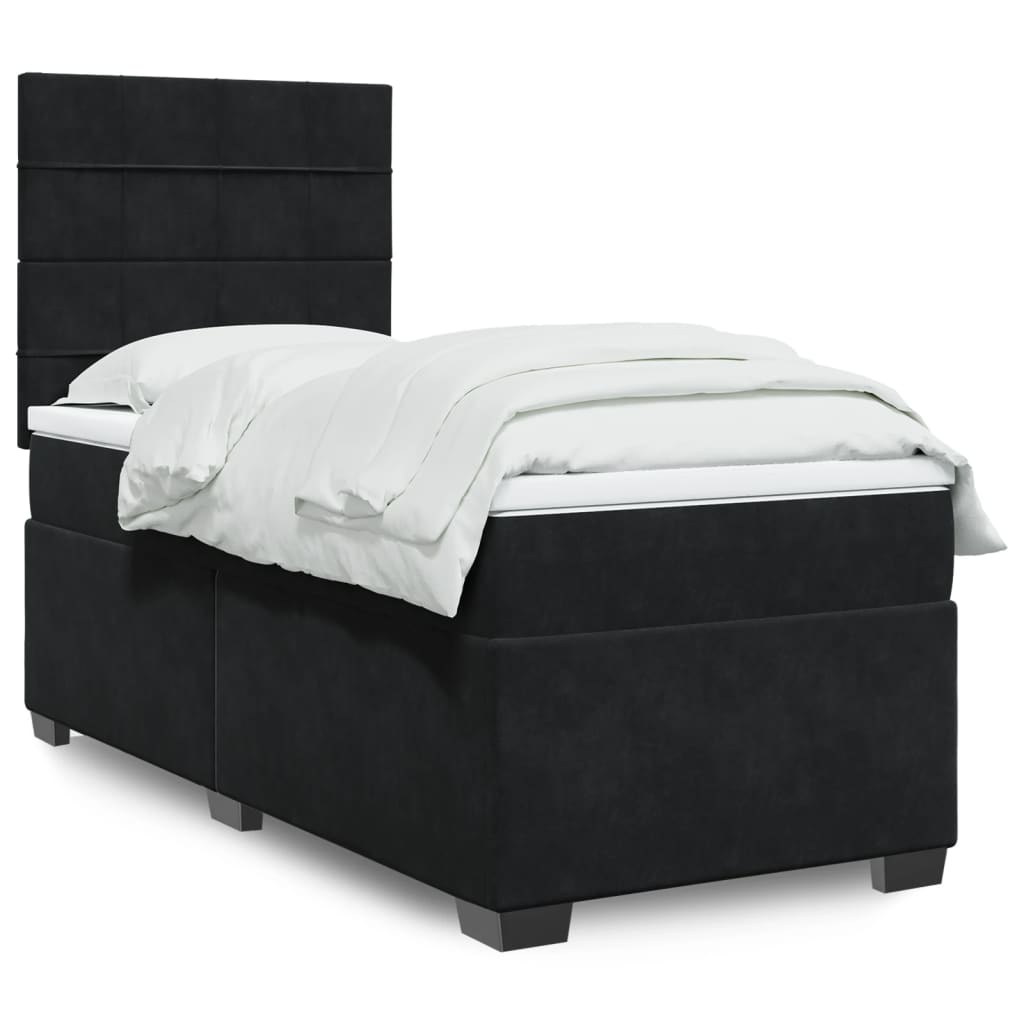 Sommier à lattes de lit avec matelas Noir 90x200 cm Velours - XIOS