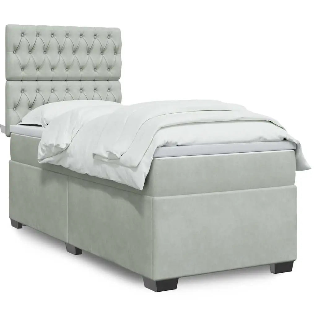 Sommier à lattes de lit et matelas Gris clair 90x200 cm Velours - XIOS