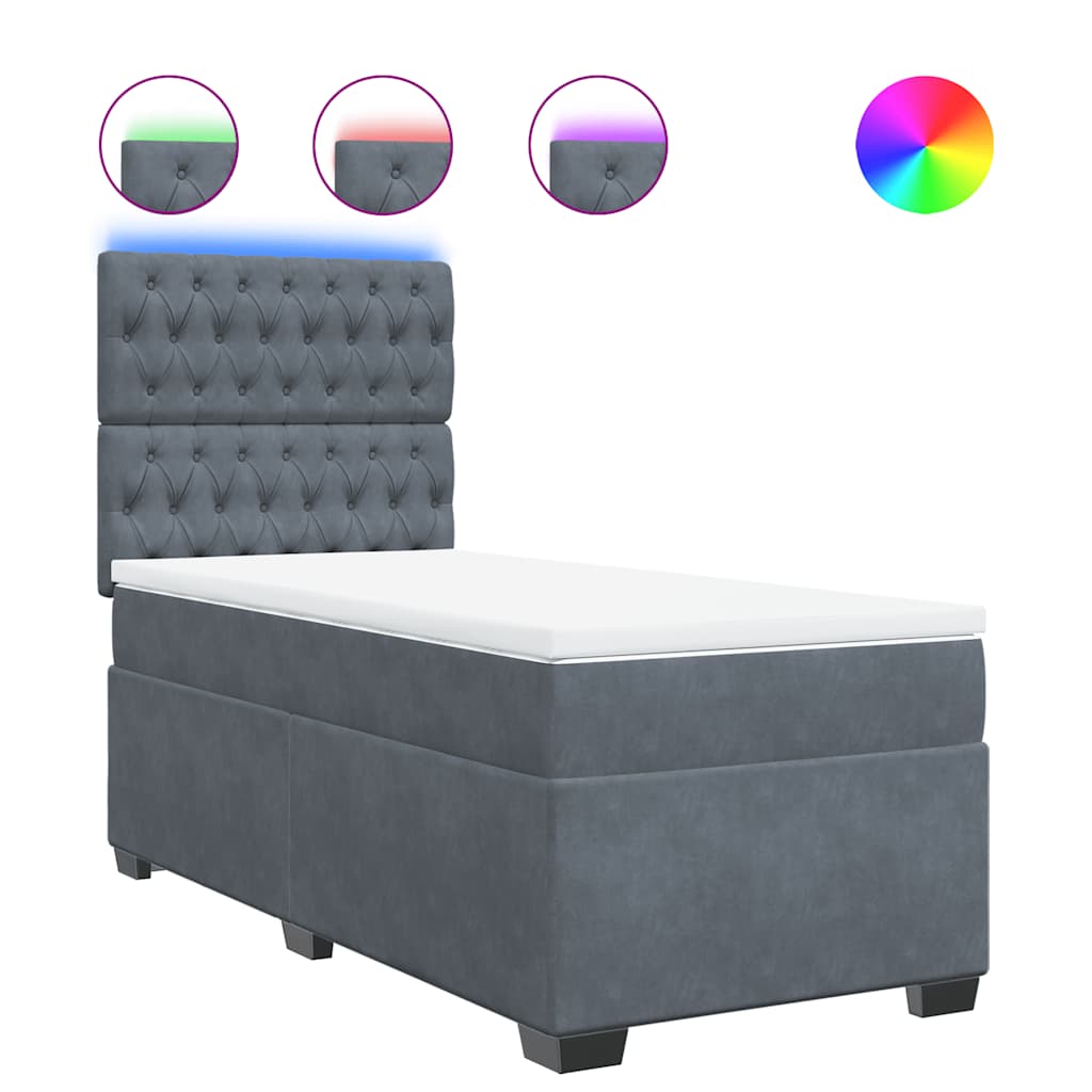 Sommier à lattes de lit et matelas Gris foncé 90x200 cm Velours - XIOS