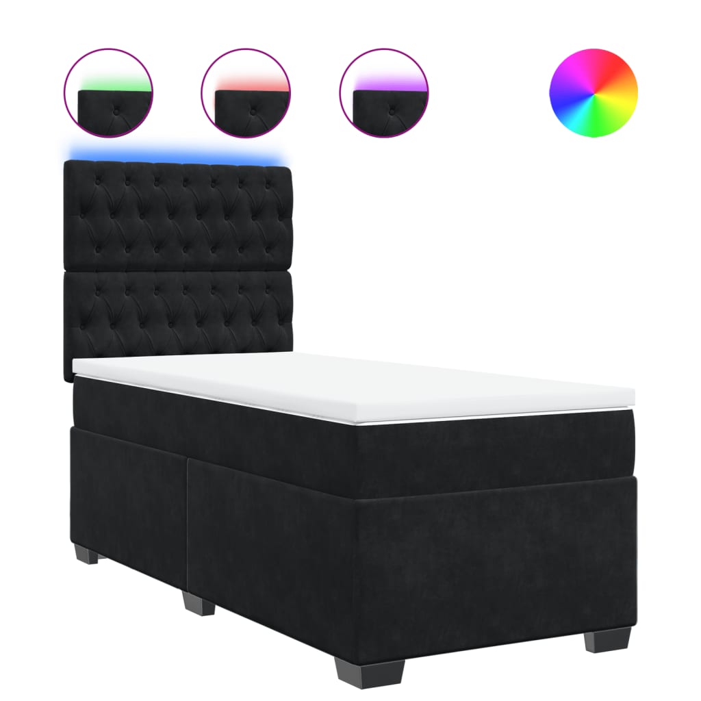 Sommier à lattes de lit avec matelas Noir 90x200 cm Velours - XIOS