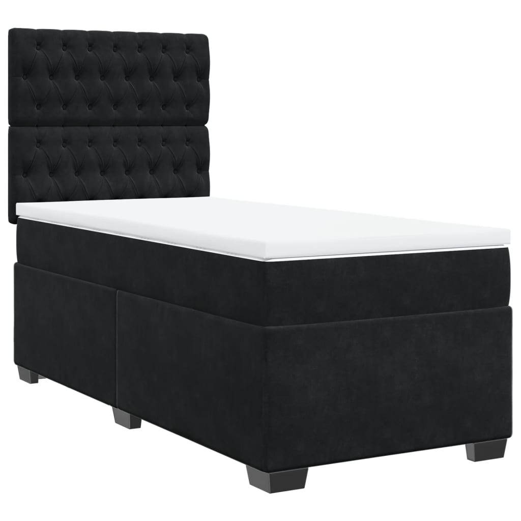 Sommier à lattes de lit avec matelas Noir 90x200 cm Velours - XIOS