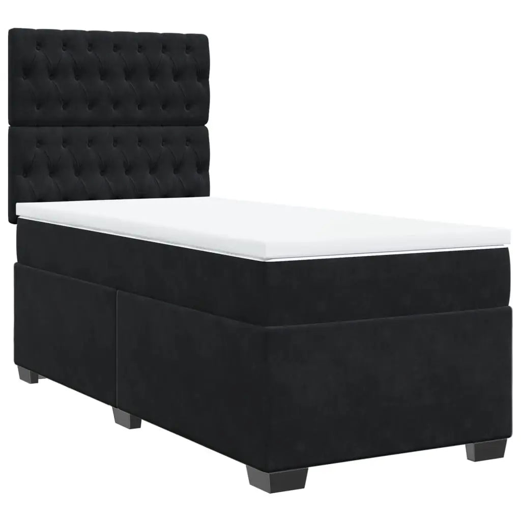 Sommier à lattes de lit avec matelas Noir 90x200 cm Velours - XIOS