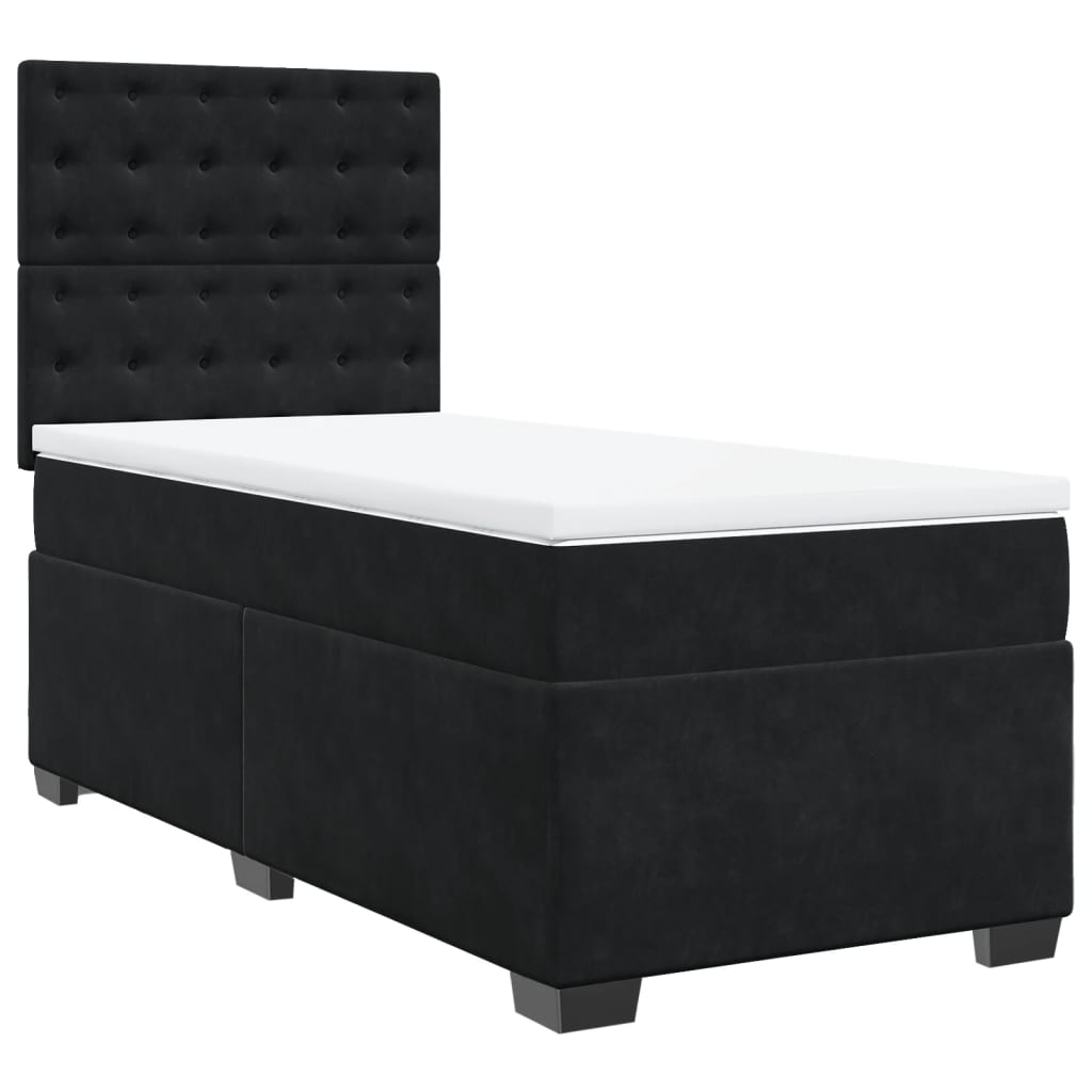 Sommier à lattes de lit avec matelas Noir 90x200 cm Velours - XIOS