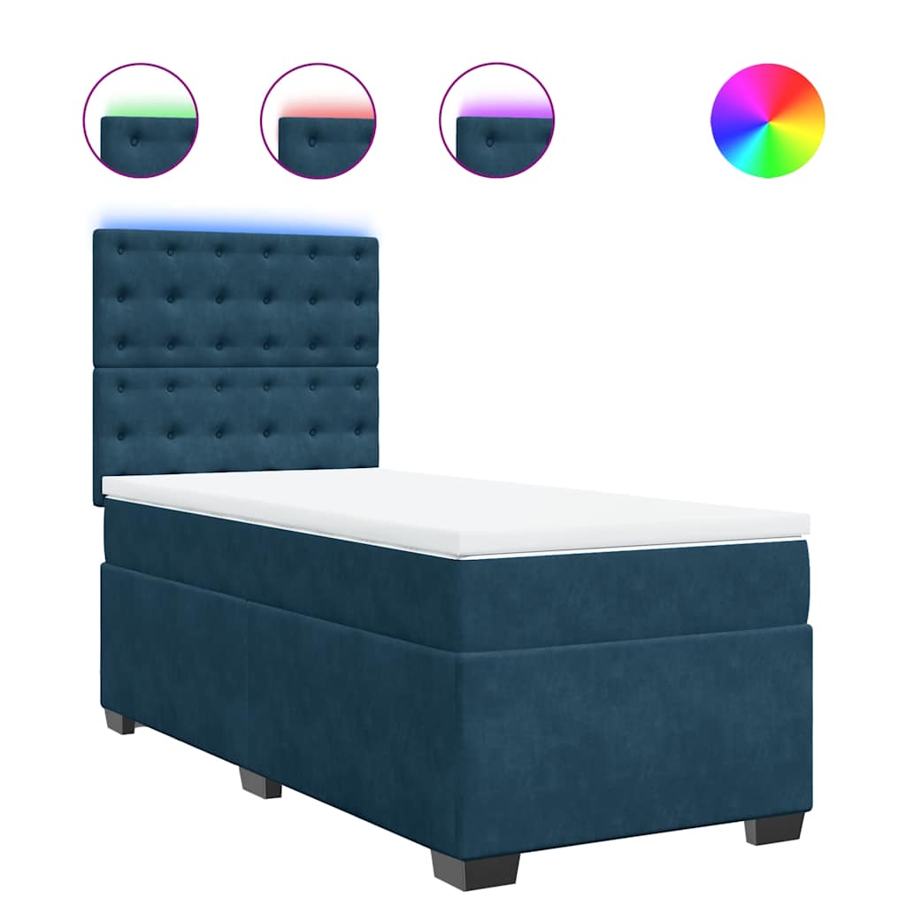 Sommier à lattes de lit avec matelas bleu 90x200 cm velours - XIOS