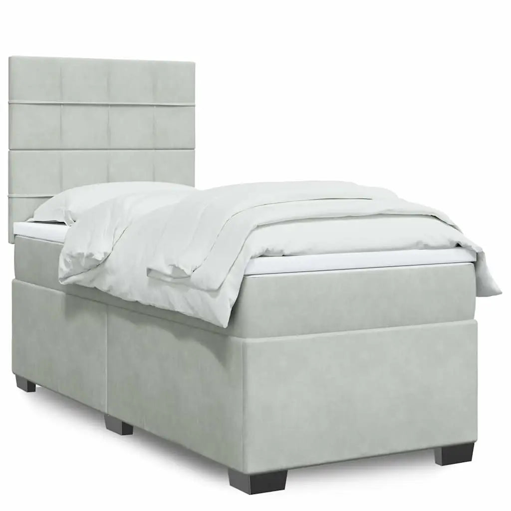 Sommier à lattes de lit et matelas Gris clair 100x200cm Velours - XIOS