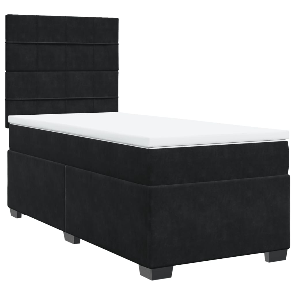Sommier à lattes de lit avec matelas Noir 100x200 cm Velours - XIOS