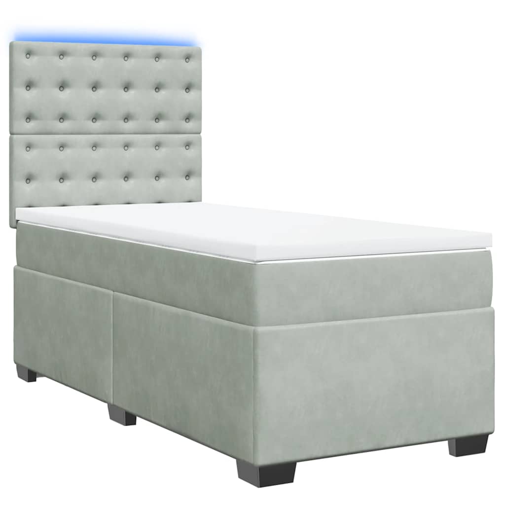 Sommier à lattes de lit et matelas Gris clair 100x200cm Velours - XIOS