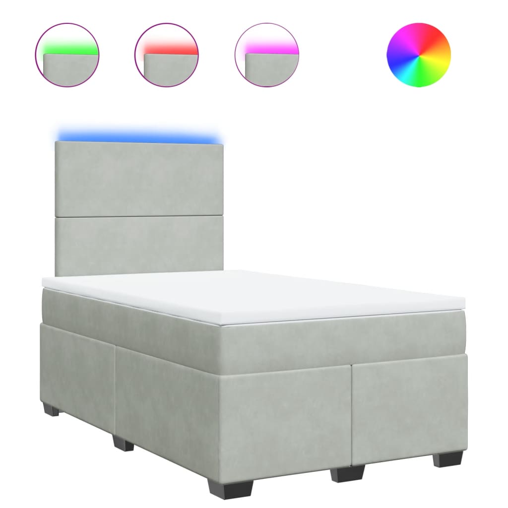 Sommier à lattes de lit et matelas gris clair 120x190cm velours - XIOS