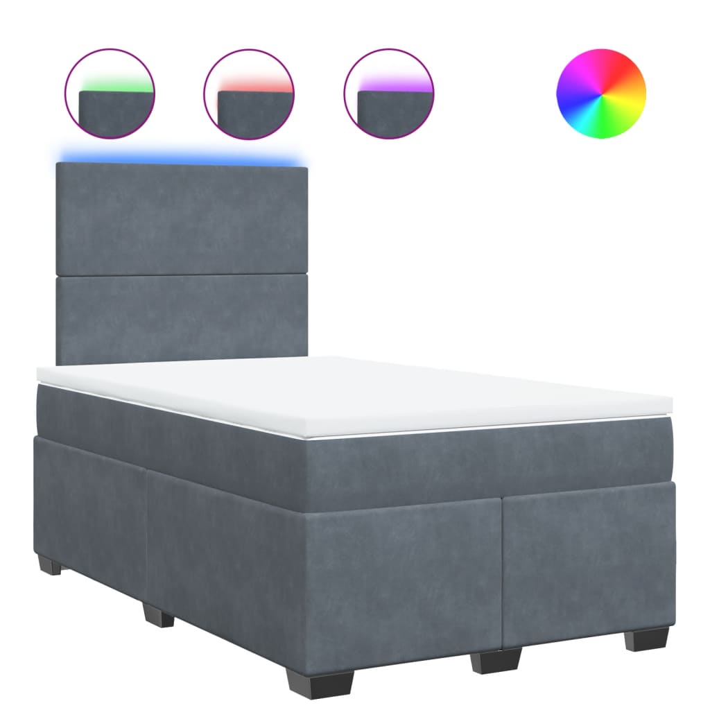 Sommier à lattes de lit et matelas gris foncé 120x190cm velours - XIOS