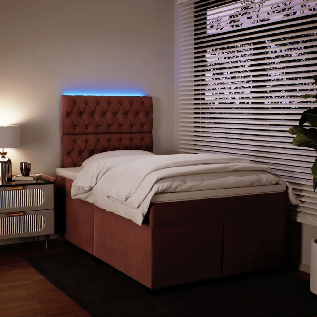 Sommier à lattes de lit avec matelas rose 120x190 cm velours - XIOS