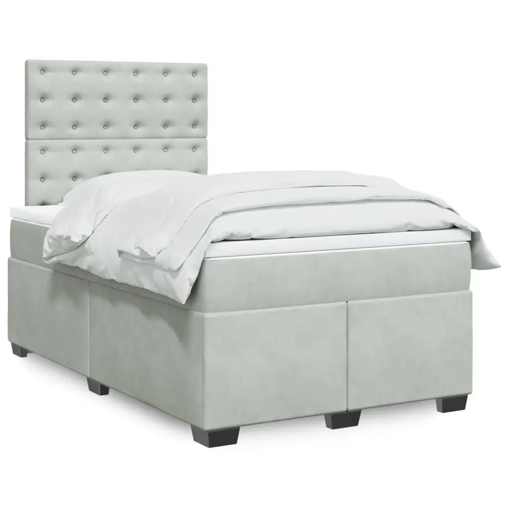 Sommier à lattes de lit et matelas gris clair 120x190cm velours - XIOS