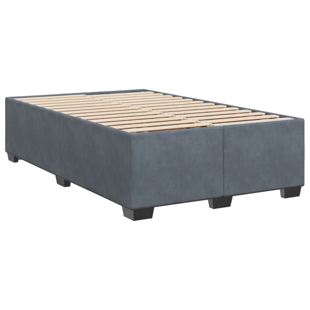 Sommier à lattes de lit et matelas gris foncé 120x190cm velours - XIOS