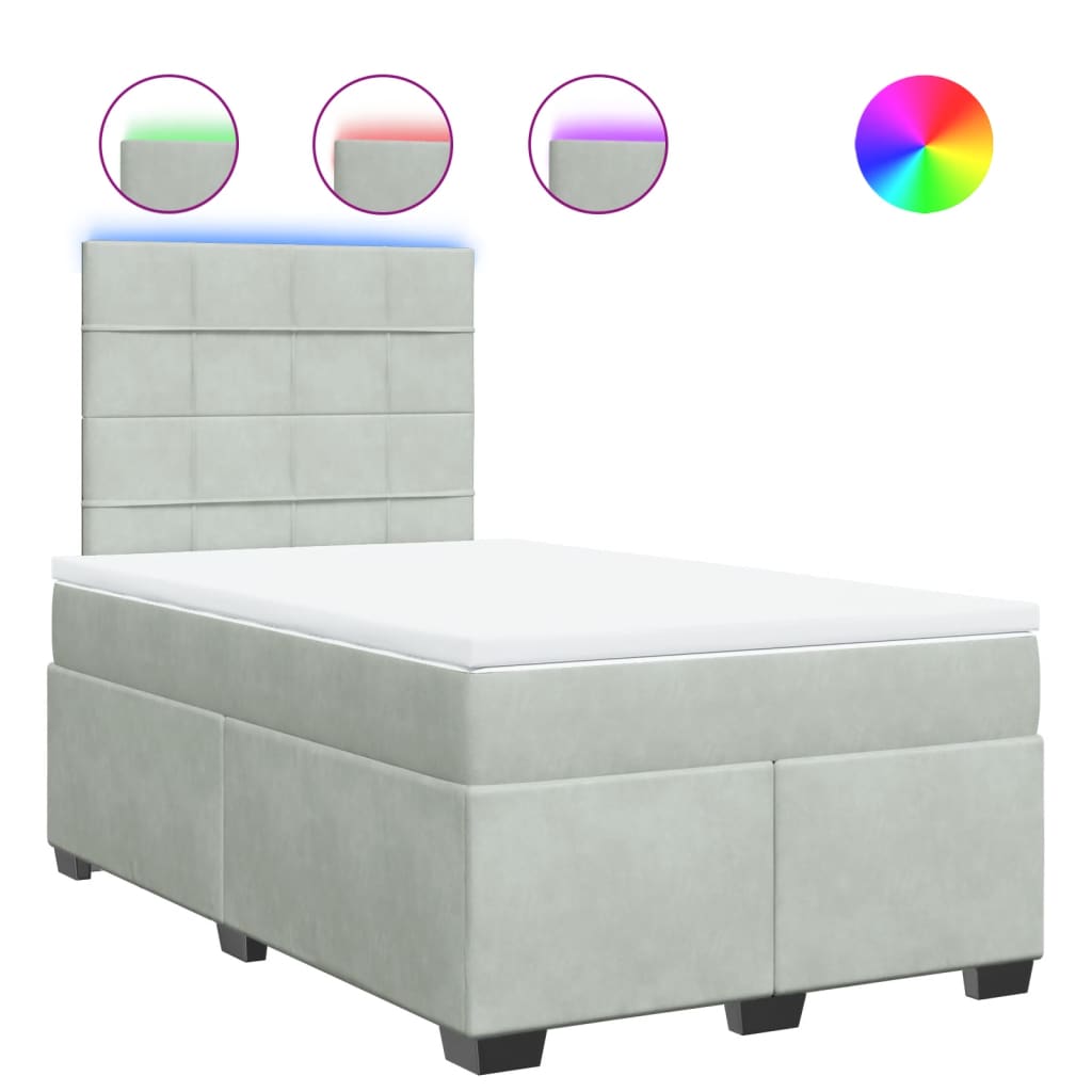 Sommier à lattes de lit et matelas Gris clair 120x200cm Velours - XIOS