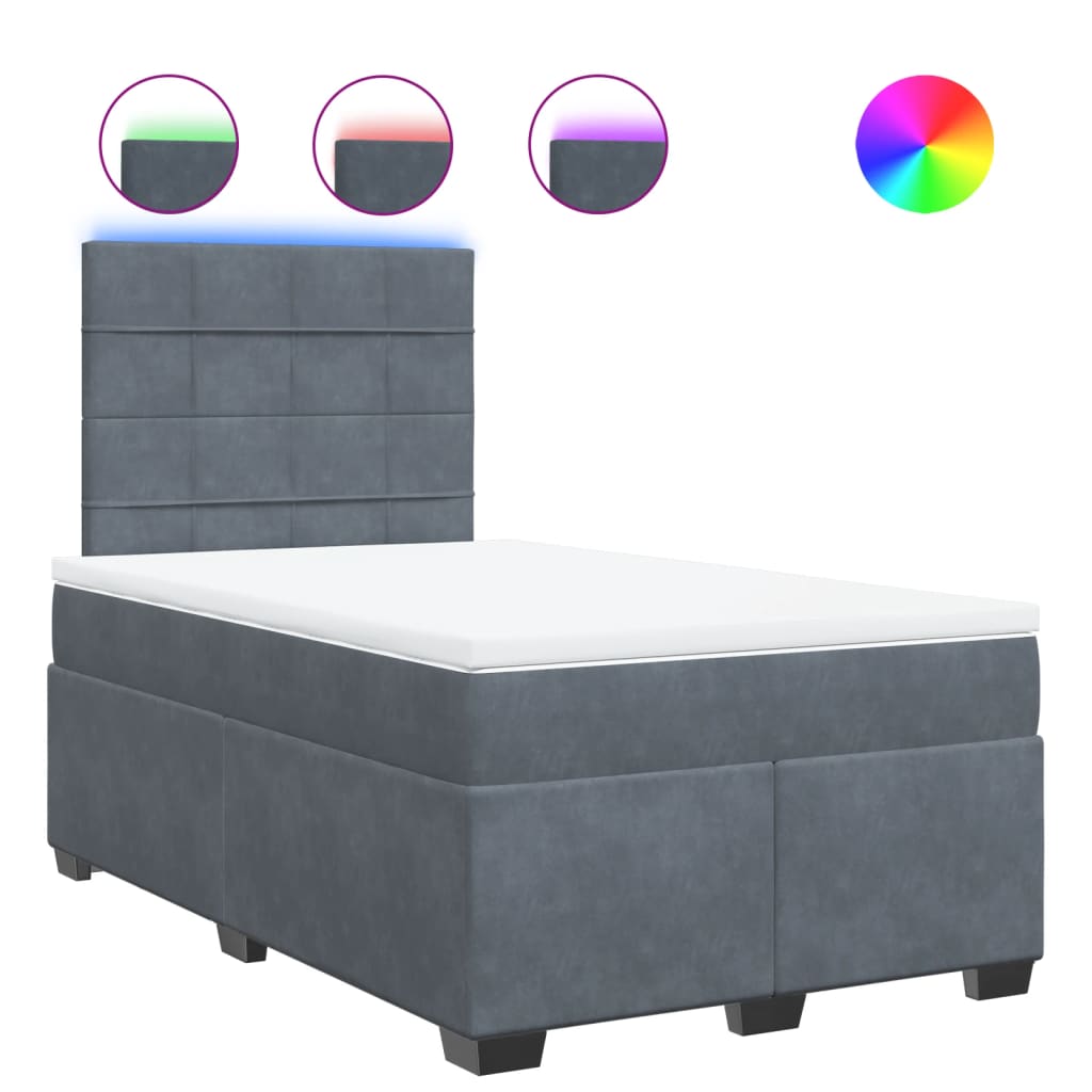 Sommier à lattes de lit et matelas Gris foncé 120x200cm Velours - XIOS