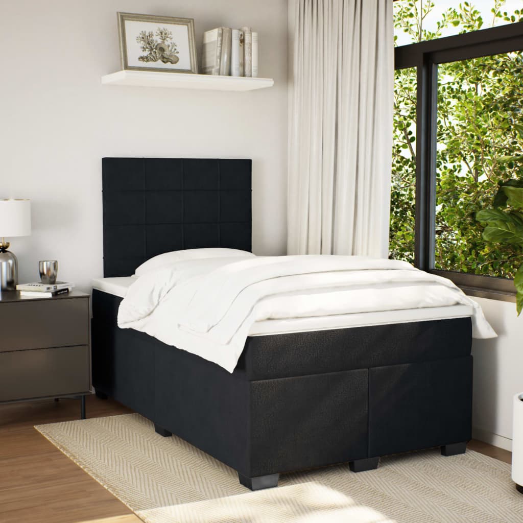 Sommier à lattes de lit avec matelas Noir 120x200 cm Velours - XIOS