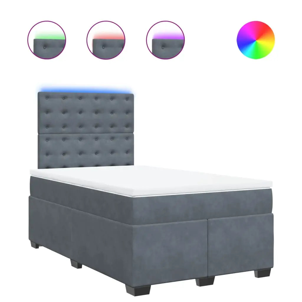 Sommier à lattes de lit et matelas Gris foncé 120x200cm Velours - XIOS