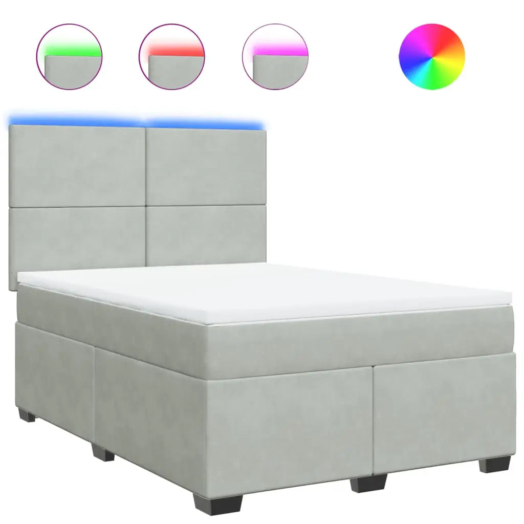 Sommier à lattes de lit et matelas Gris clair 140x190cm Velours - XIOS