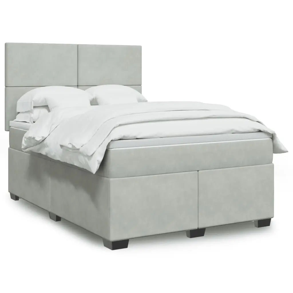 Sommier à lattes de lit et matelas Gris clair 140x190cm Velours - XIOS