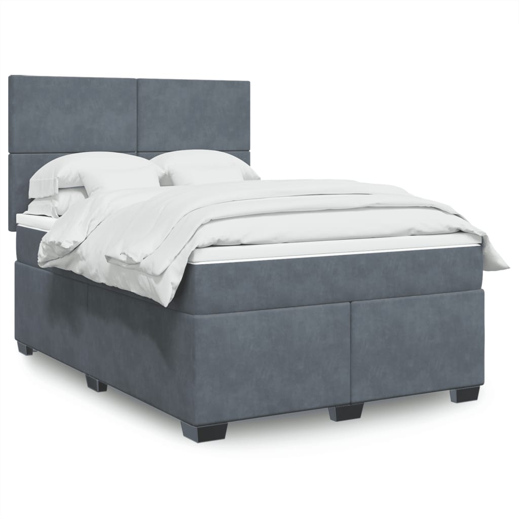 Sommier à lattes de lit et matelas Gris foncé 140x190cm Velours - XIOS