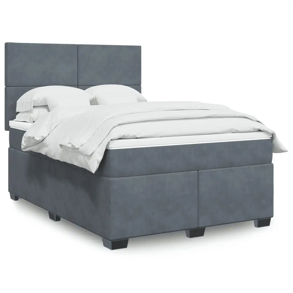 Sommier à lattes de lit et matelas Gris foncé 140x190cm Velours - XIOS
