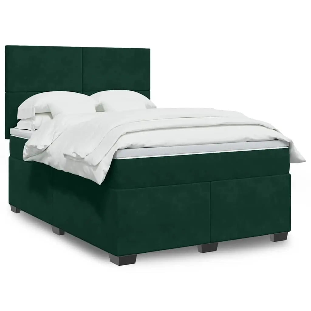 Sommier à lattes de lit et matelas Vert foncé 140x190cm Velours - XIOS