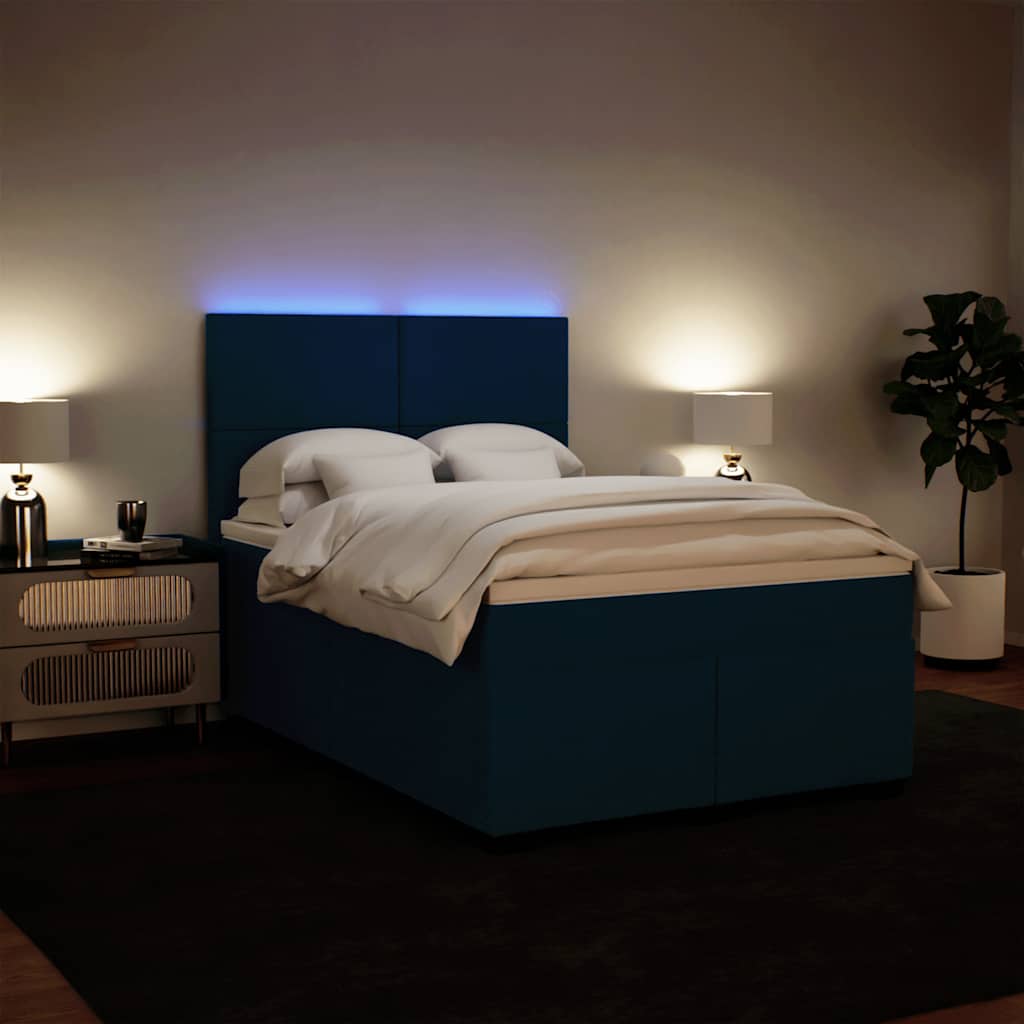 Sommier à lattes de lit et matelas bleu 140x190 cm velours - XIOS
