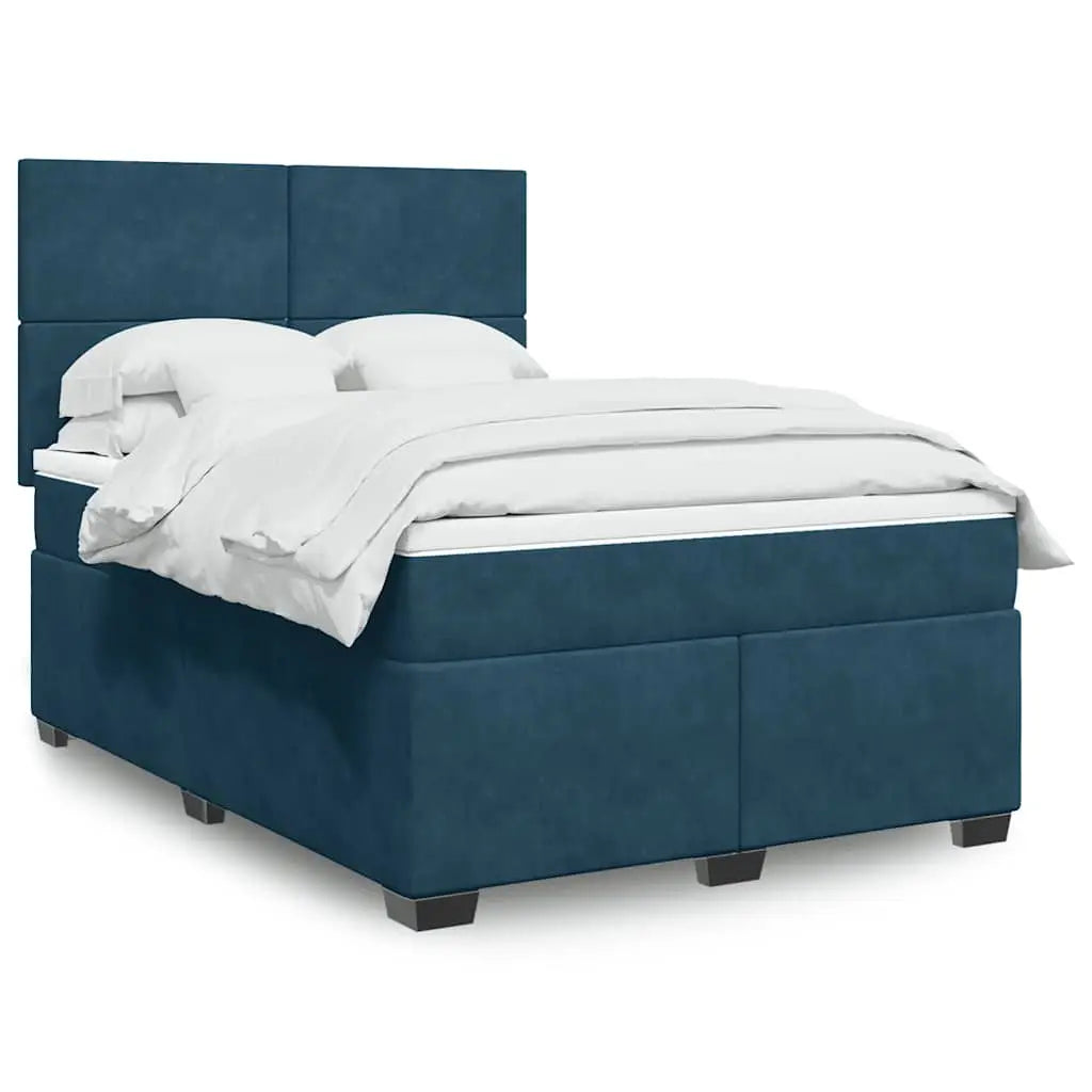 Sommier à lattes de lit et matelas bleu 140x190 cm velours - XIOS
