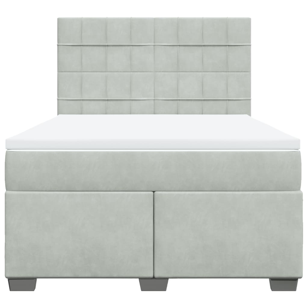 Sommier à lattes de lit et matelas Gris clair 140x190cm Velours - XIOS