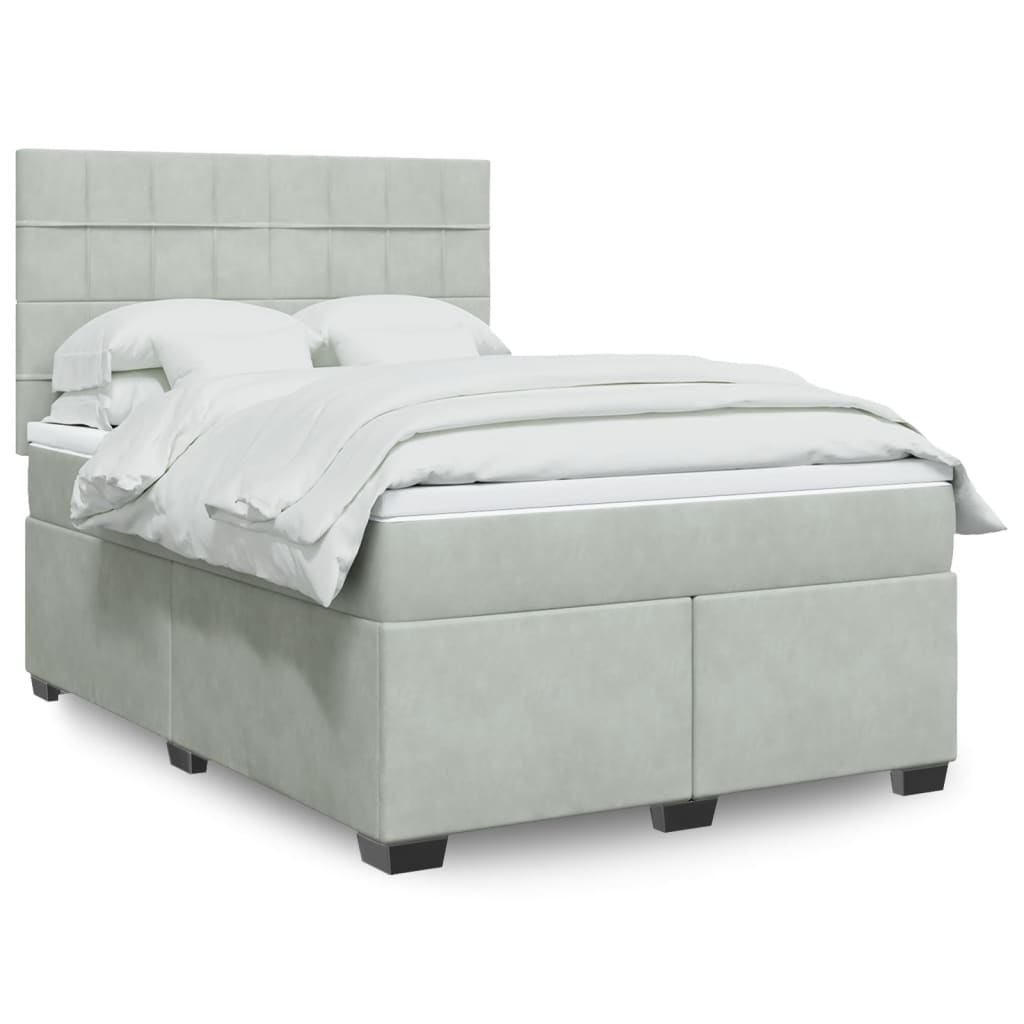 Sommier à lattes de lit et matelas Gris clair 140x190cm Velours - XIOS