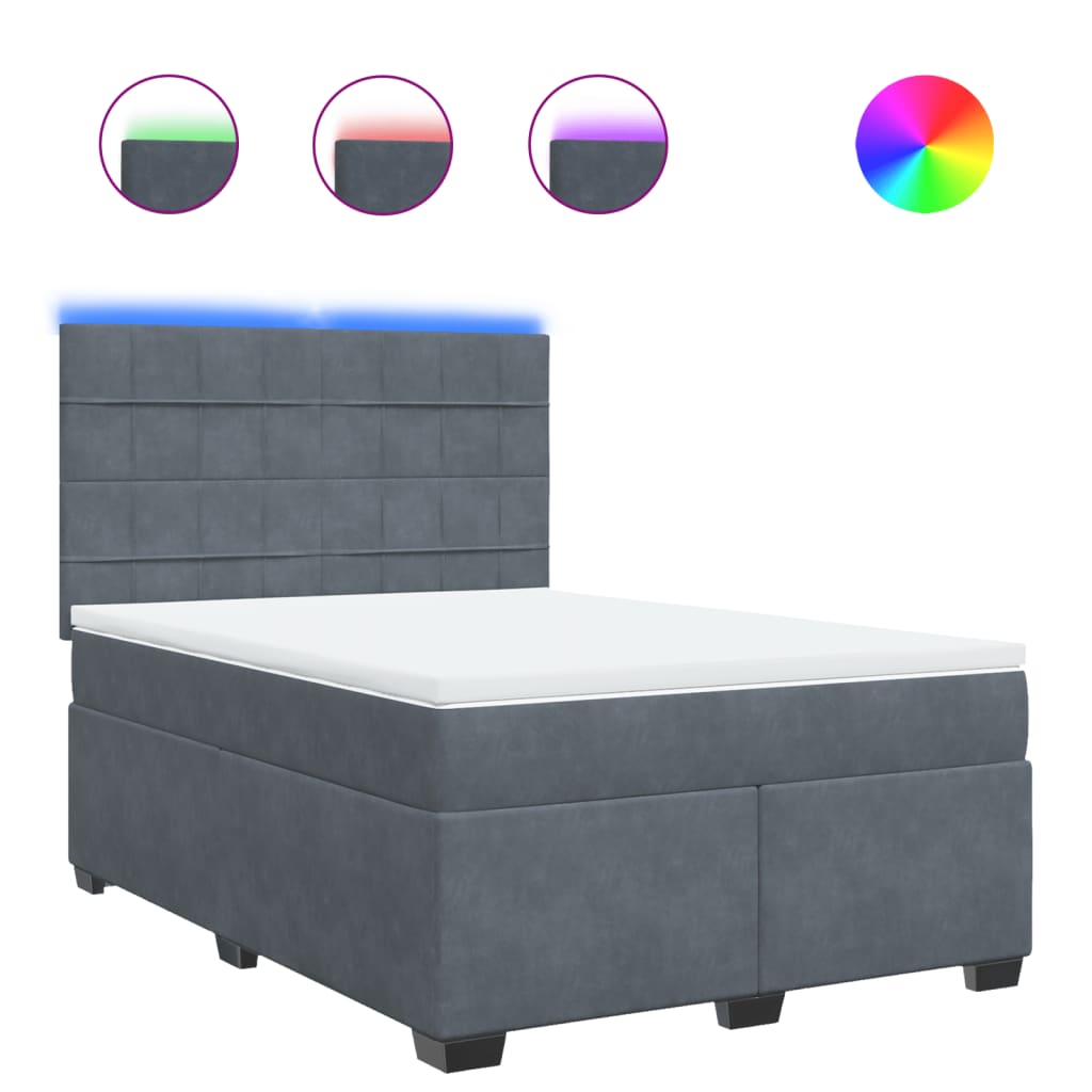 Sommier à lattes de lit et matelas Gris foncé 140x190cm Velours - XIOS