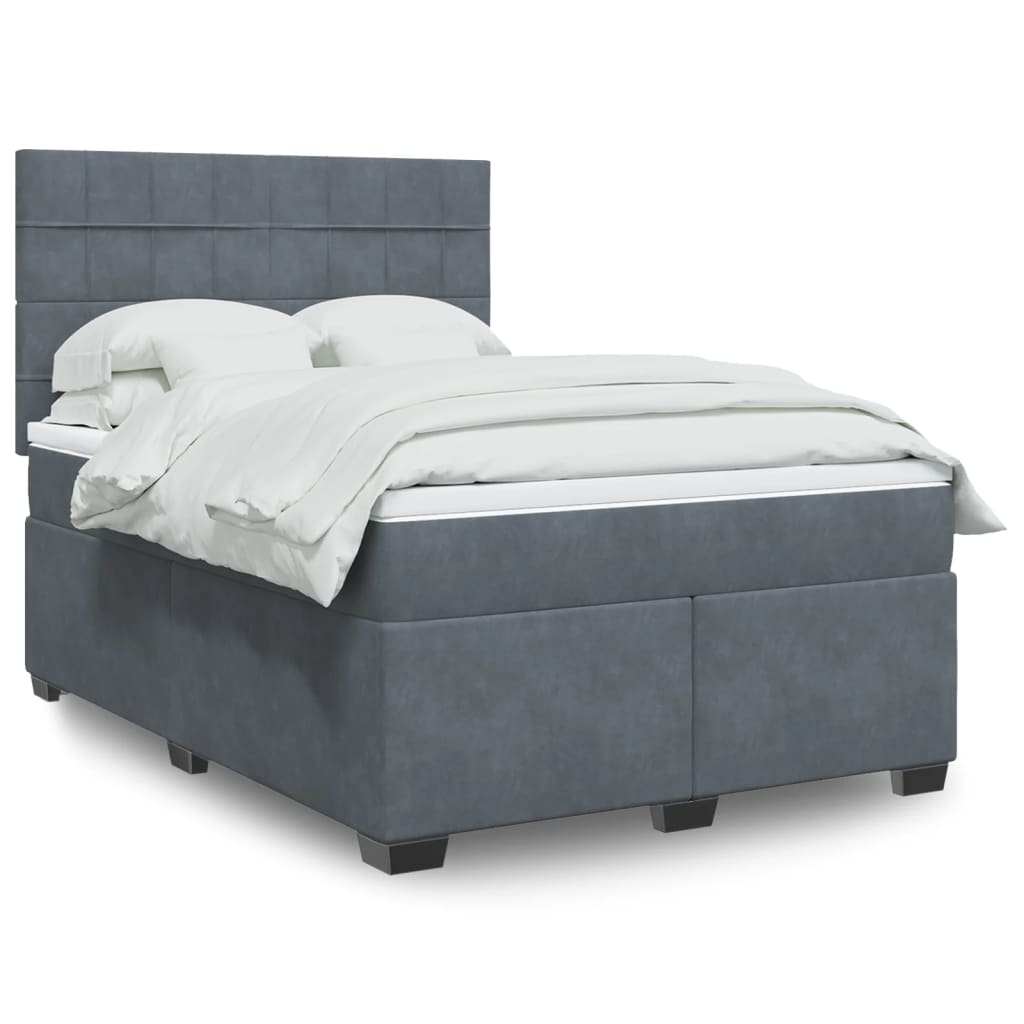 Sommier à lattes de lit et matelas Gris foncé 140x190cm Velours - XIOS