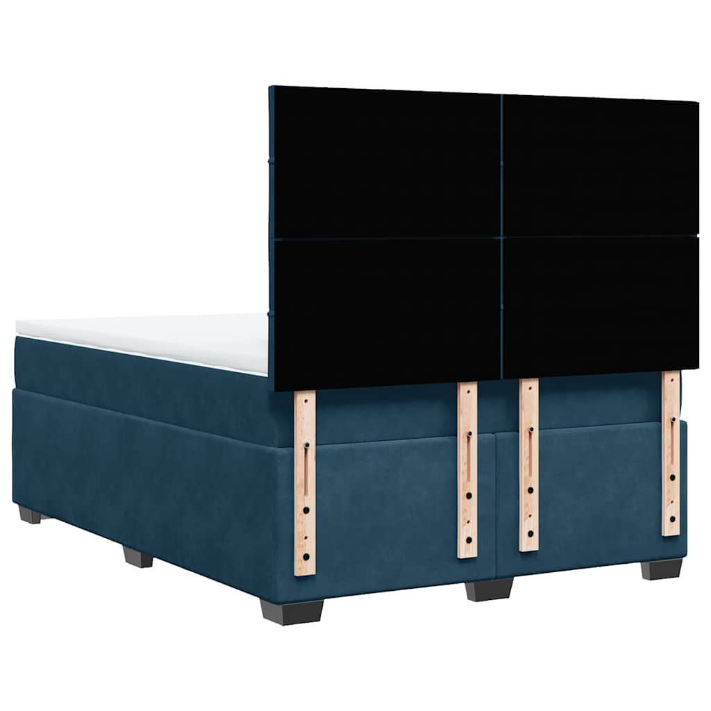 Sommier à lattes de lit et matelas bleu 140x190 cm velours