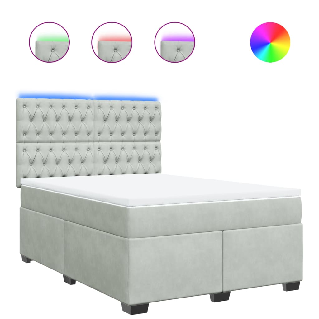 Sommier à lattes de lit et matelas Gris clair 140x190cm Velours - XIOS