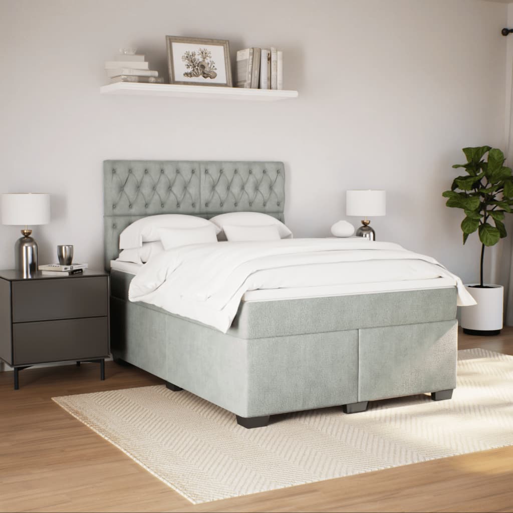 Sommier à lattes de lit et matelas Gris clair 140x190cm Velours - XIOS