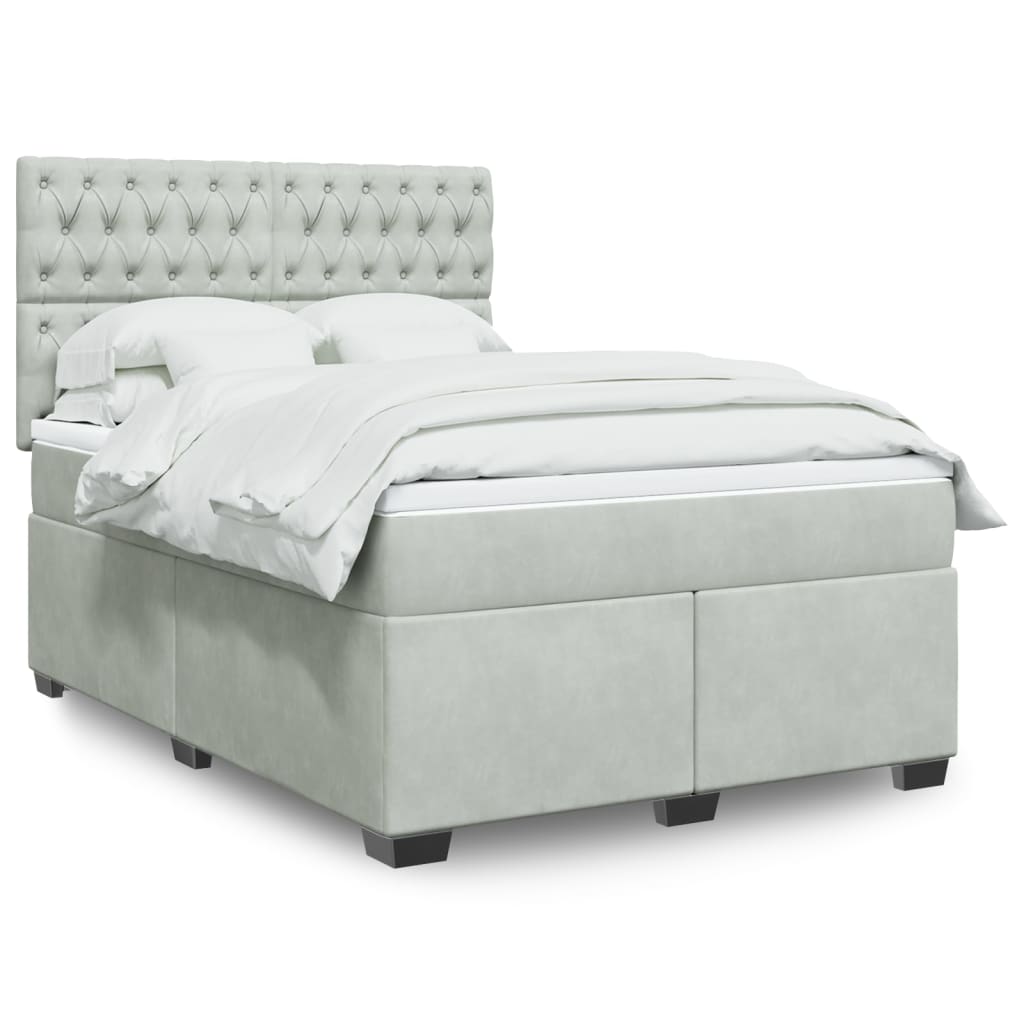 Sommier à lattes de lit et matelas Gris clair 140x190cm Velours - XIOS