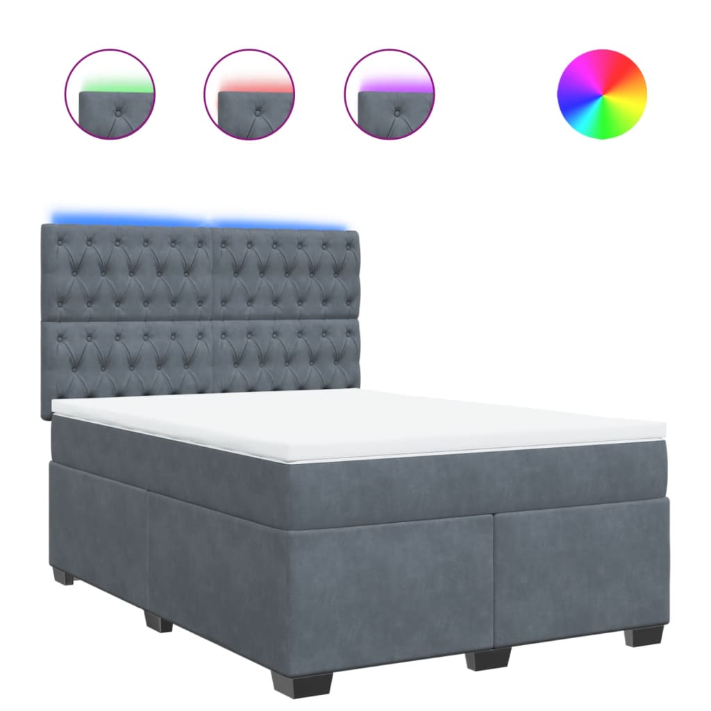 Sommier à lattes de lit et matelas Gris foncé 140x190cm Velours - XIOS