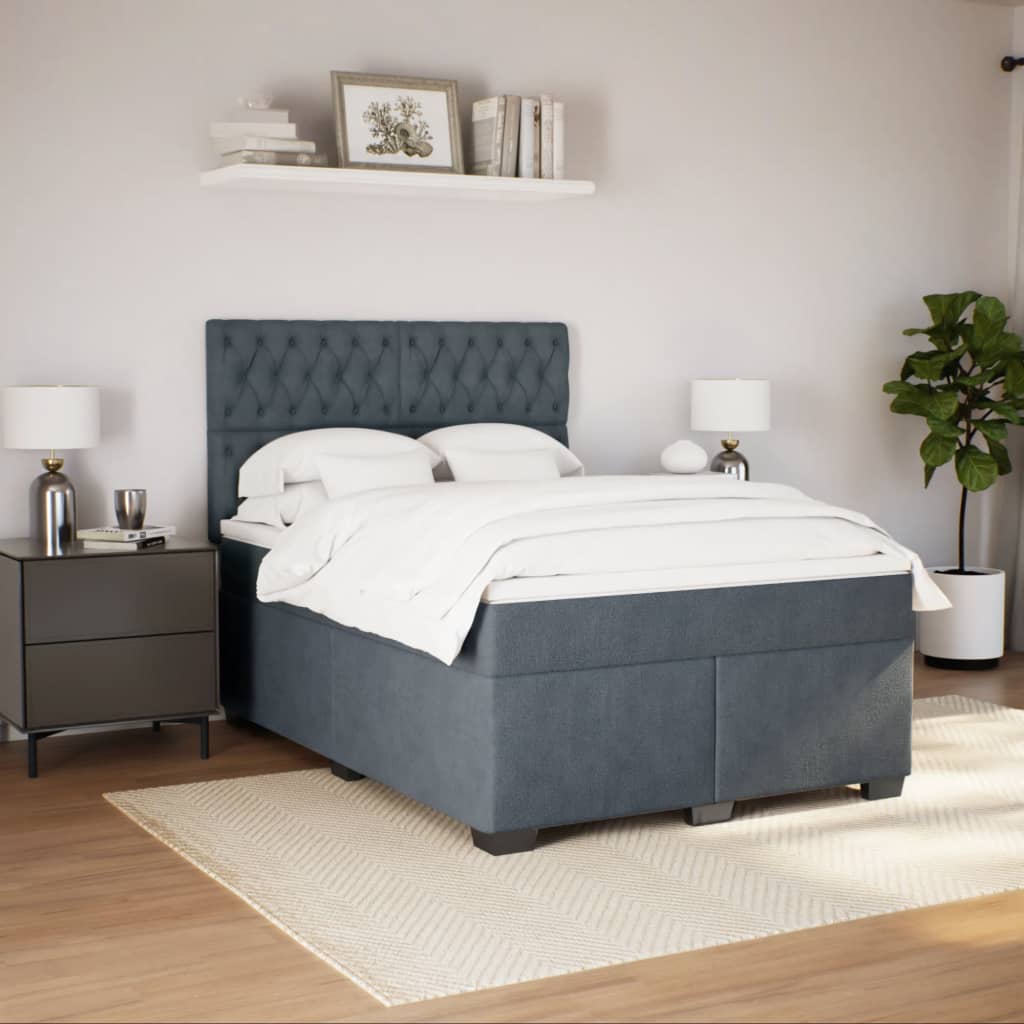 Sommier à lattes de lit et matelas Gris foncé 140x190cm Velours - XIOS