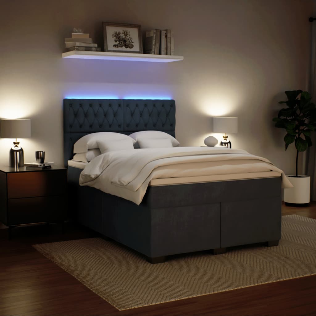 Sommier à lattes de lit et matelas Gris foncé 140x190cm Velours - XIOS