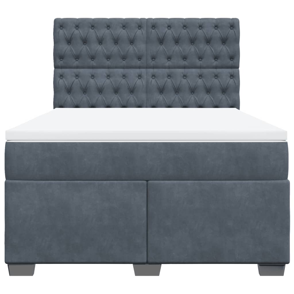 Sommier à lattes de lit et matelas Gris foncé 140x190cm Velours - XIOS