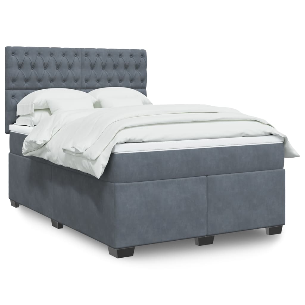 Sommier à lattes de lit et matelas Gris foncé 140x190cm Velours - XIOS