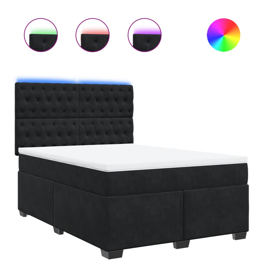 Sommier à lattes de lit avec matelas Noir 140x190 cm Velours - XIOS