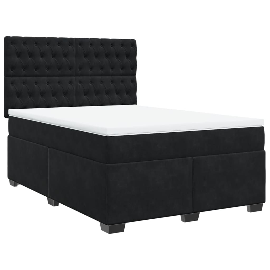 Sommier à lattes de lit avec matelas Noir 140x190 cm Velours - XIOS