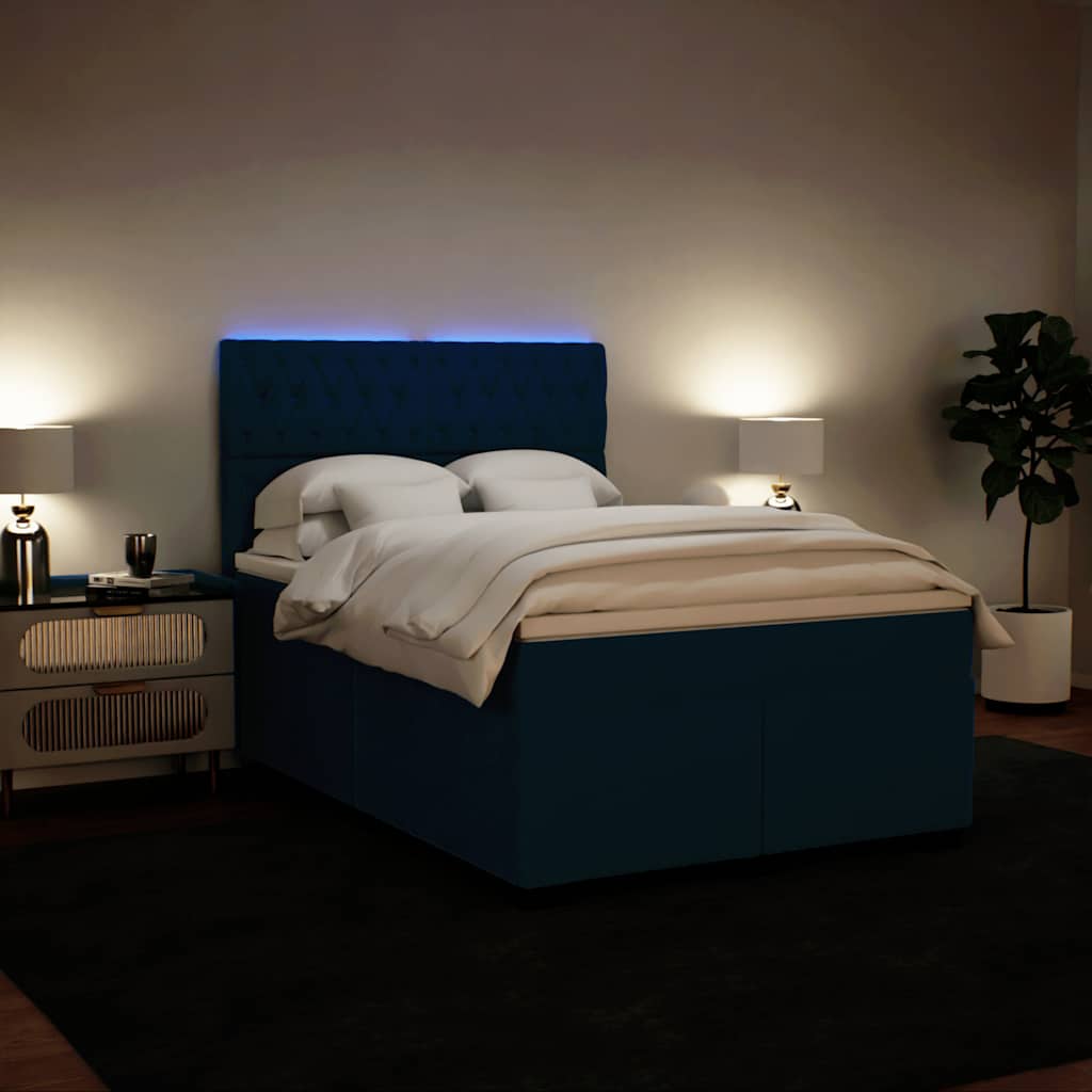 Sommier à lattes de lit et matelas bleu 140x190 cm velours - XIOS