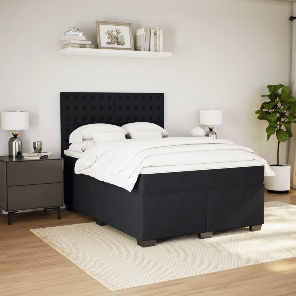 Sommier à lattes de lit avec matelas Noir 140x190 cm Velours - XIOS